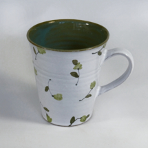 Tasse – konisch, weiss, mit gruenem Blumendekor, ca. 350 ml