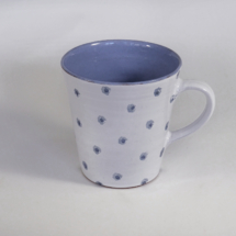 Tasse – konisch, weiss, mit blauen Punkten, ca. 350 ml 